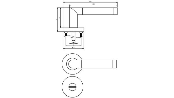 Intersteel Deurkruk Nicol op rozet verdekt ø52x10mm met nokken chroom/nikkel mat