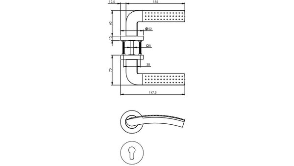 Intersteel Deurkruk Sharon op rozet verdekt ø52x10mm met nokken chroom/nikkel mat
