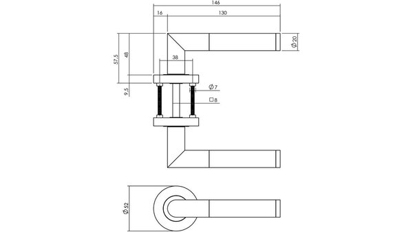 Intersteel Deurkruk Bastian op rozet verdekt ø52x10mm met nokken chroom/nikkel mat