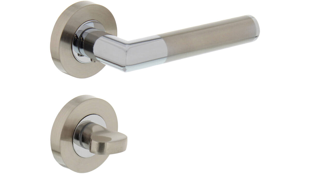 Intersteel Deurkruk Bastian op rozet verdekt ø52x10mm met nokken chroom/nikkel mat