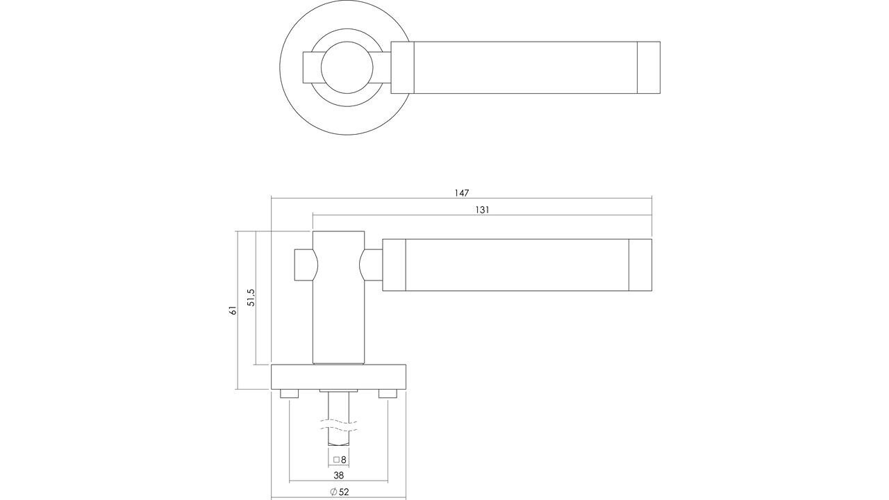 Intersteel Deurkruk Birgit op rozet verdekt ø52x10mm met nokken chroom/nikkel mat