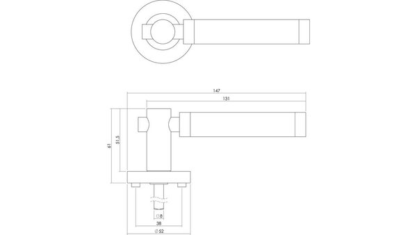 Intersteel Deurkruk Birgit op rozet verdekt ø52x10mm met nokken chroom/nikkel mat