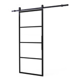 Intersteel DIY schuifdeur Cubo zwart incl. transparant glas 980x2150x28mm + zwart ophangsysteem Basic