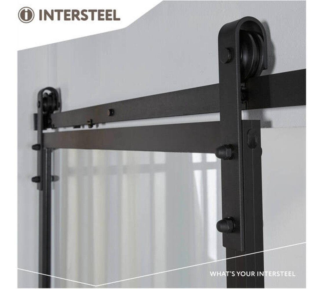 Intersteel  DIY schuifdeur Cubo zwart incl. transparant glas 980x2150x28mm + zwart ophangsysteem Basic