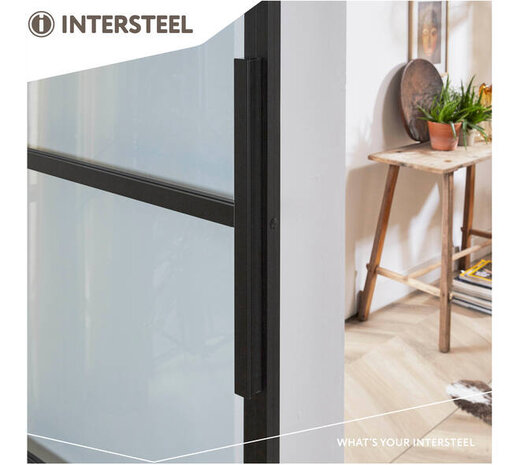 Intersteel  DIY schuifdeur Cubo zwart incl. transparant glas 980x2150x28mm + zwart ophangsysteem Basic