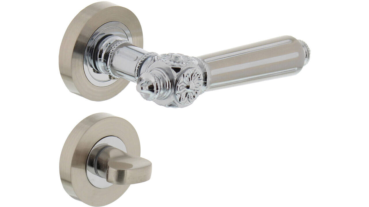 Intersteel Deurkruk Julietta op rozet verdekt ø52x10mm met nokken chroom/nikkel mat