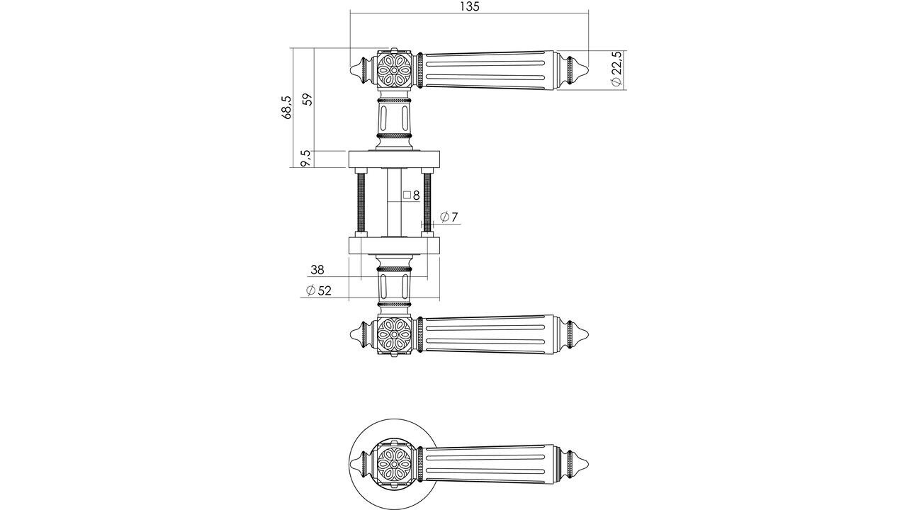 Intersteel Deurkruk Julietta op rozet verdekt ø52x10mm met nokken chroom/nikkel mat