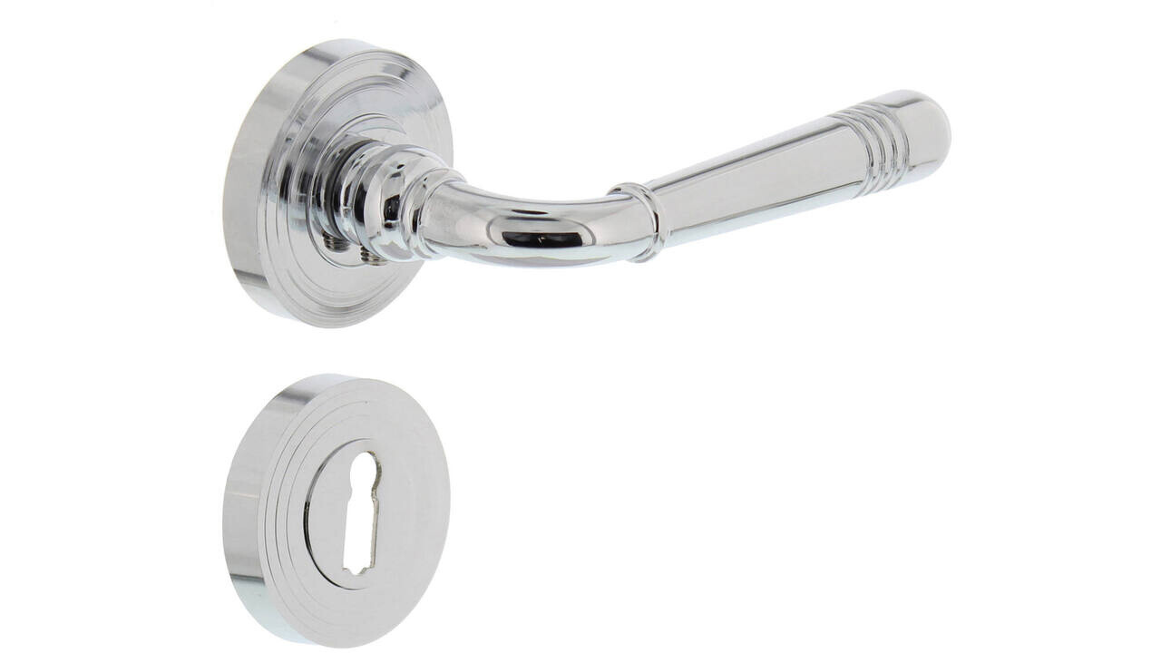 Intersteel Deurkruk Helena op rozet verdekt met rillen ø55x10mm met nokken chroom