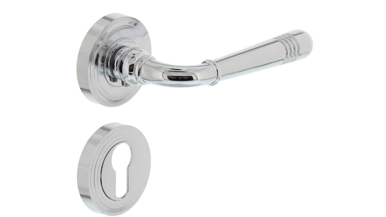 Intersteel Deurkruk Helena op rozet verdekt met rillen ø55x10mm met nokken chroom