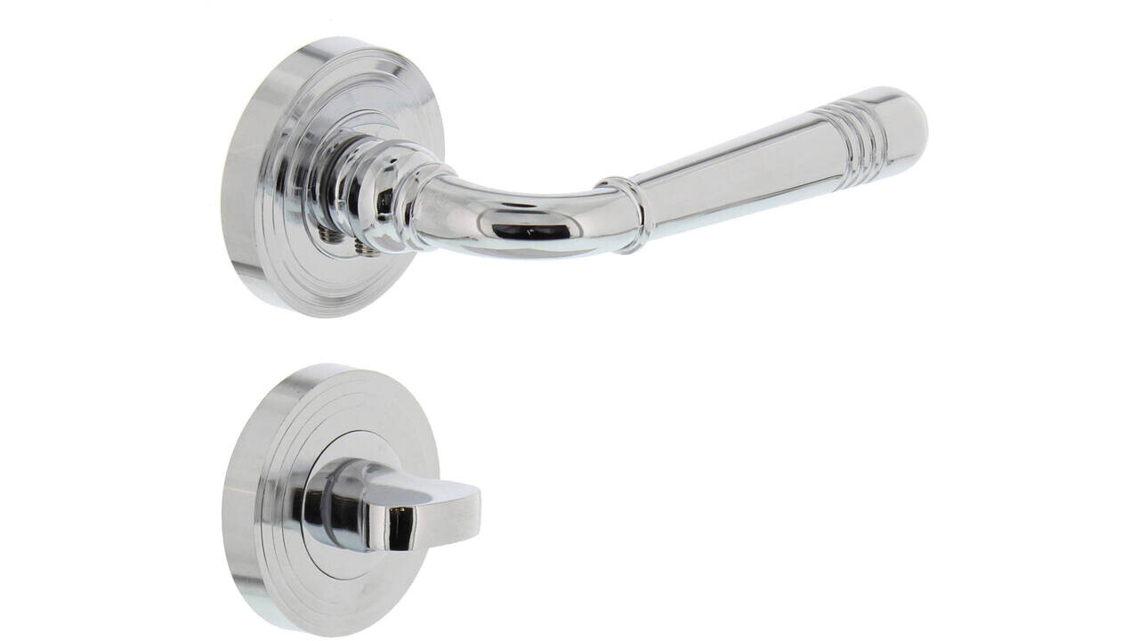 Intersteel Deurkruk Helena op rozet verdekt met rillen ø55x10mm met nokken chroom