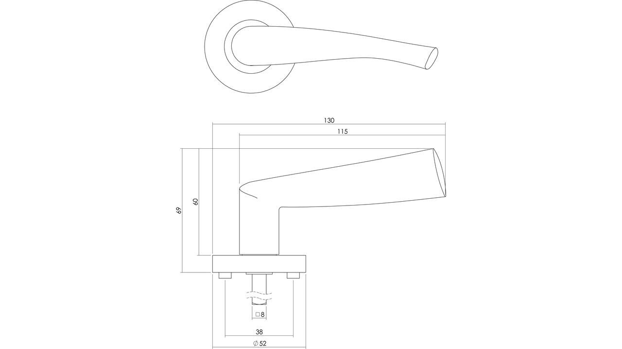 Intersteel Deurkruk Giussy op rozet verdekt ø52x10mm met nokken nikkel mat