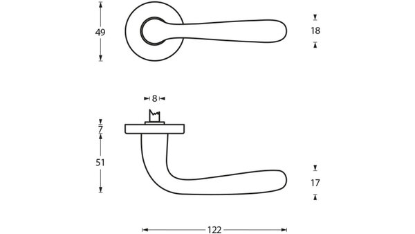 Intersteel Deurkruk Jupiter op rozet verdekt ø49x7mm nikkel mat