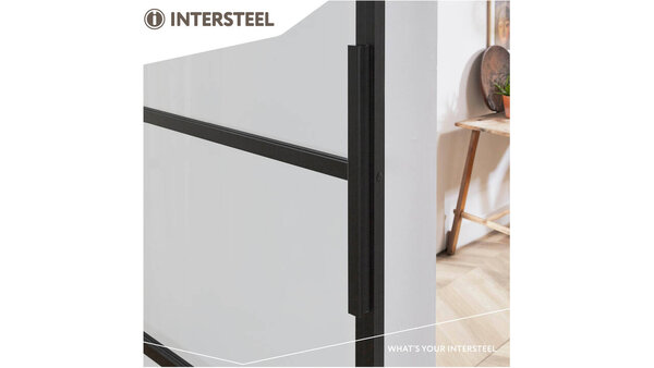 Intersteel DIY schuifdeur Cubo zwart incl. mat glas 980x2150x28mm + zwart ophangsysteem Basic.