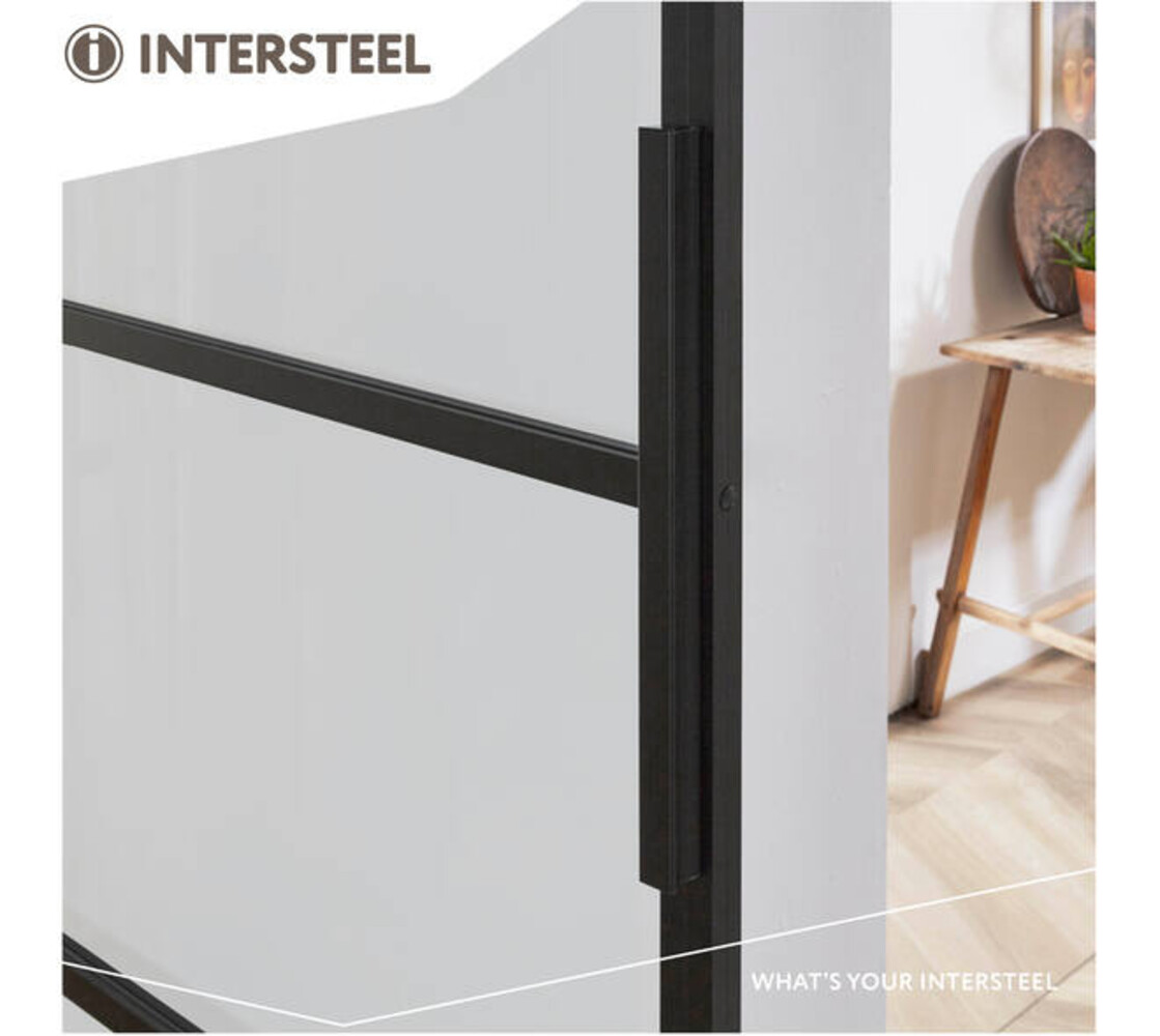 Intersteel DIY schuifdeur Cubo zwart incl. mat glas 980x2150x28mm + zwart ophangsysteem Basic-Top
