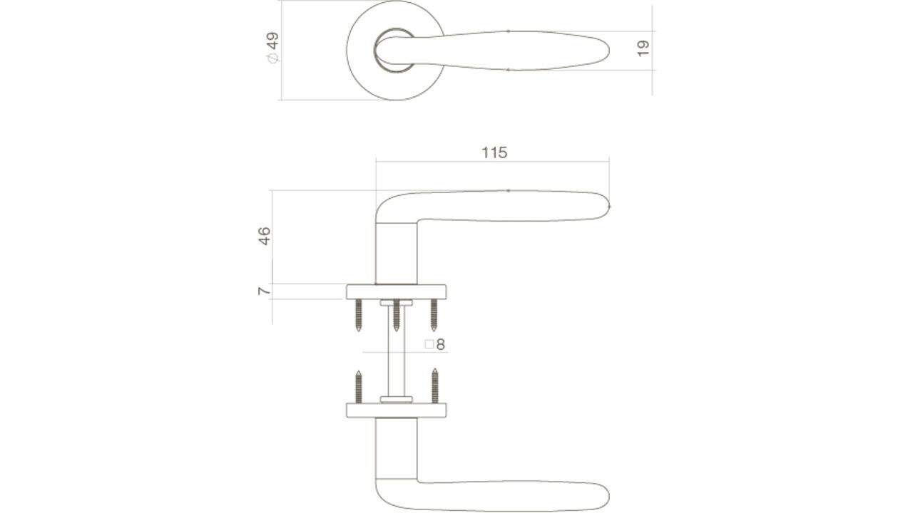 Intersteel Deurkruk Phobos op rozet verdekt ø49x7mm nikkel mat