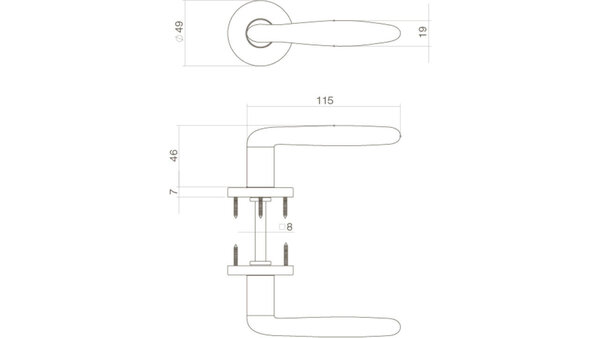 Intersteel Deurkruk Phobos op rozet verdekt ø49x7mm nikkel mat
