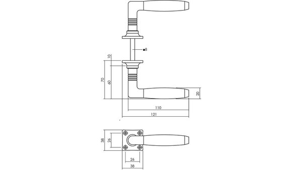 Intersteel Deurkruk Ton basic met rozet 38x38x6mm nikkel mat/zwart