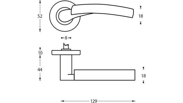 Intersteel Deurkruk Bryan op rozet verdekt ø52x10mm met nokken chroom/nikkel mat