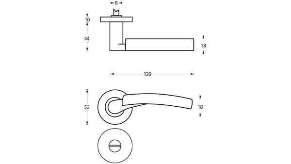 Intersteel Deurkruk Bryan op rozet verdekt ø52x10mm met nokken chroom/nikkel mat