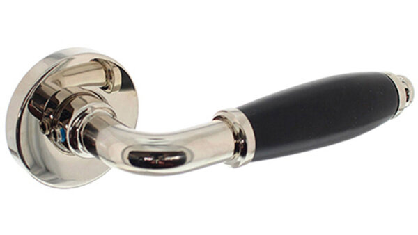 Intersteel Deurkruk Courgette met rozet verdekt ø49x7mm nikkel/zwart