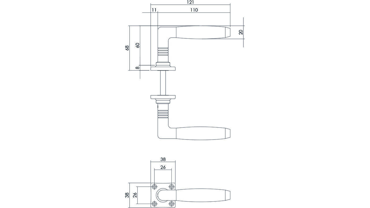 Intersteel Deurkruk Ton basic met rozet 38x38x6mm nikkel/palissander