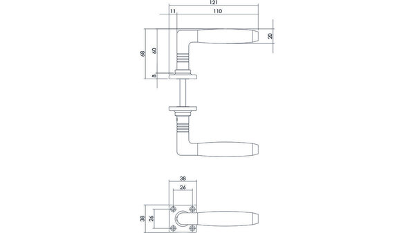 Intersteel Deurkruk Ton basic met rozet 38x38x6mm nikkel/palissander