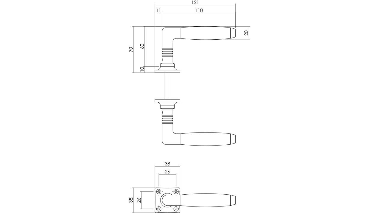 Intersteel Deurkruk Ton basic met rozet 38x38x6mm nikkel/zwart