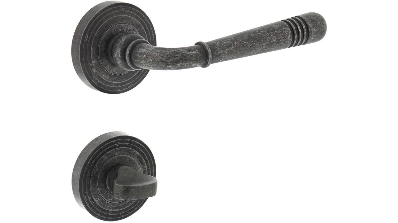 Intersteel Deurkruk Helena op rozet verdekt met rillen ø55x10mm met nokken oud grijs