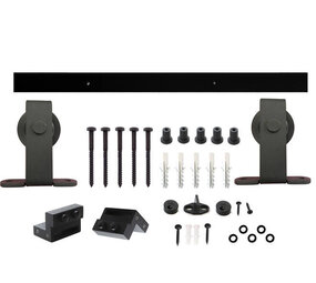 Intersteel Schuifdeursysteem 2x1 meter met hangrollen recht top 130mm zwart