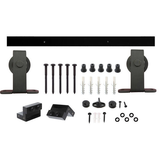 Intersteel Schuifdeursysteem 2x1 meter met hangrollen recht top 130mm zwart