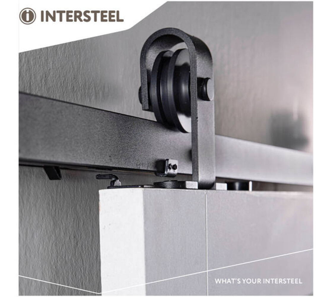 Intersteel Schuifdeursysteem 2x1 meter met hangrollen recht top 130mm zwart