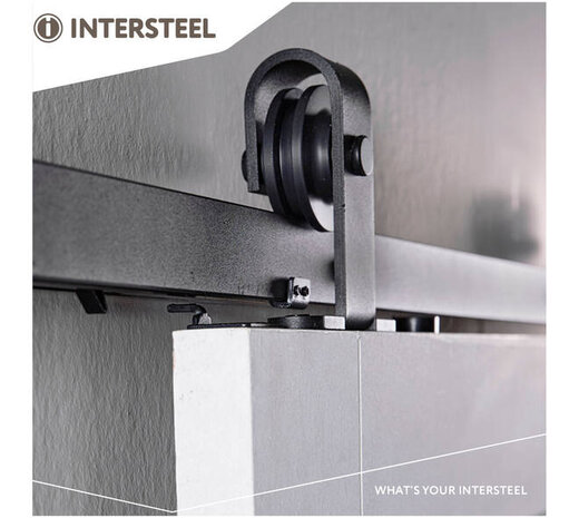 Intersteel Schuifdeursysteem 2x1 meter met hangrollen recht top 130mm zwart