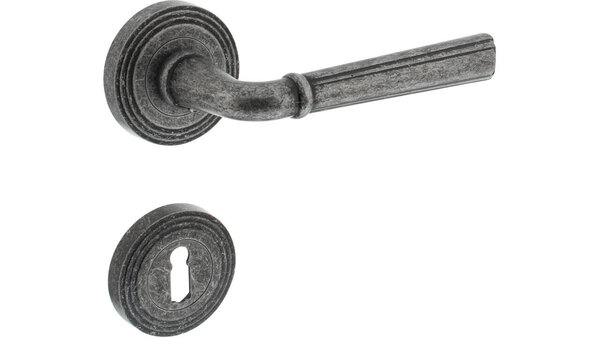 Intersteel Deurkruk Bellevue op rozet verdekt met rillen ø55x10mm met nokken oud grijs