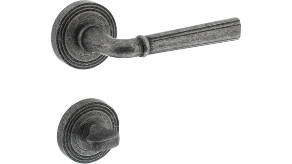 Intersteel Deurkruk Bellevue op rozet verdekt met rillen ø55x10mm met nokken oud grijs