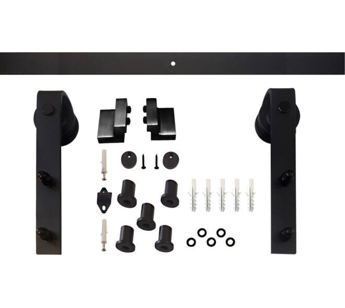 Intersteel Schuifdeursysteem 2x1 meter met hangrollen recht 290mm zwart