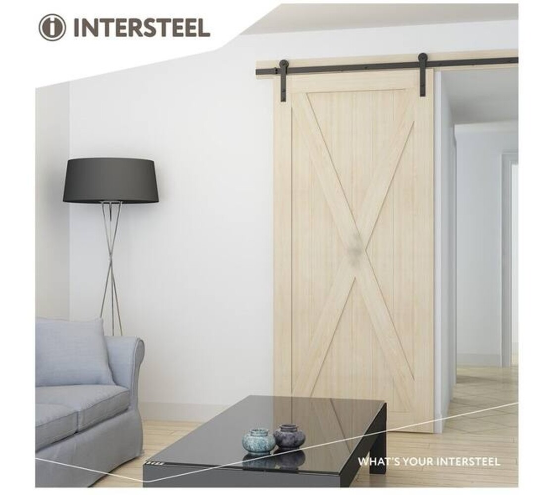 Intersteel Schuifdeursysteem 2x1 meter met hangrollen recht 290mm zwart