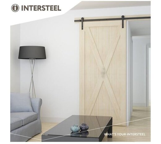 Intersteel Schuifdeursysteem 2x1 meter met hangrollen recht 290mm zwart