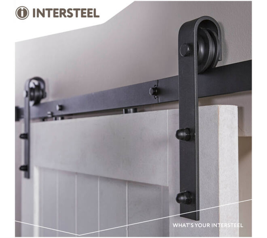 Intersteel Schuifdeursysteem 2x1 meter met hangrollen recht 290mm zwart