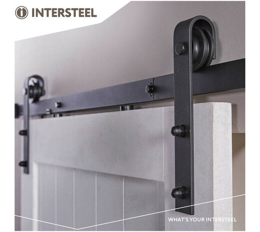 Intersteel Schuifdeursysteem 2x1 meter met hangrollen recht 290mm zwart