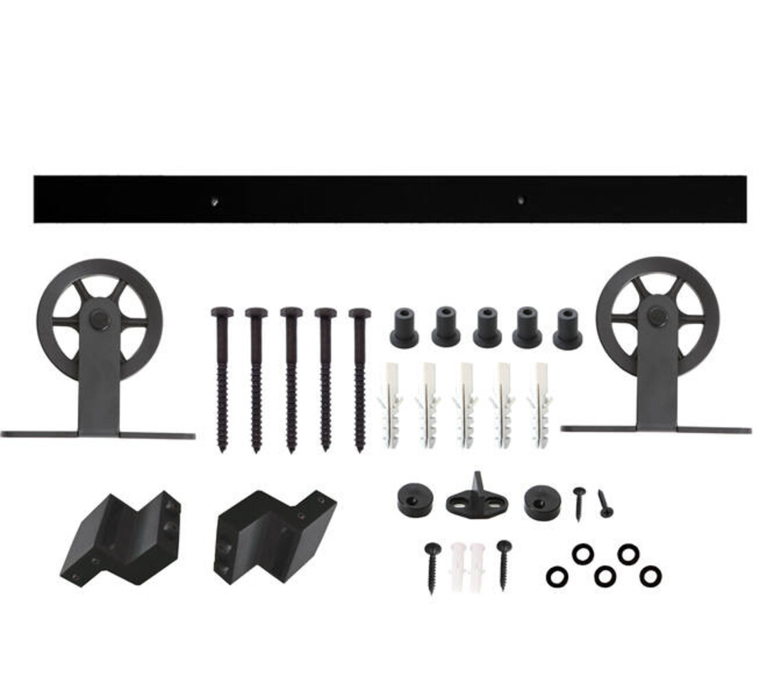 Intersteel Schuifdeursysteem 2x1 meter met hangrollen spaakwiel top 170mm zwart