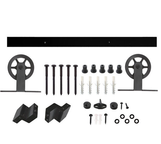 Intersteel Schuifdeursysteem 2x1 meter met hangrollen spaakwiel top 170mm zwart