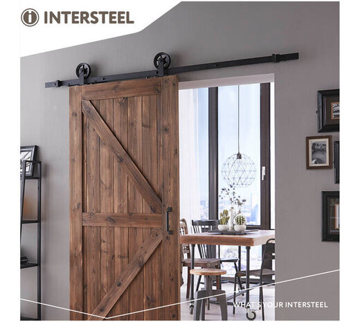 Intersteel Schuifdeursysteem 2x1 meter met hangrollen spaakwiel top 170mm zwart