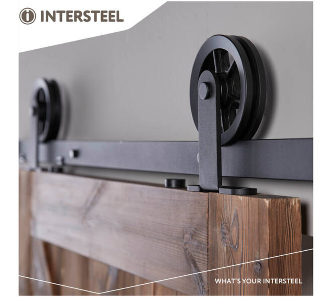 Intersteel Schuifdeursysteem 2x1 meter met hangrollen spaakwiel top 170mm zwart