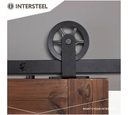 Intersteel Schuifdeursysteem 2x1 meter met hangrollen spaakwiel top 170mm zwart