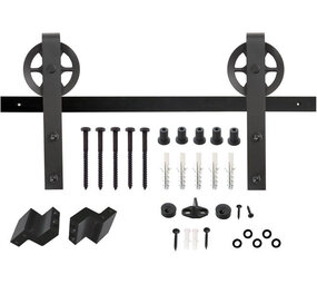 Intersteel Schuifdeursysteem 2x1 meter met hangrollen spaakwiel 340mm zwart
