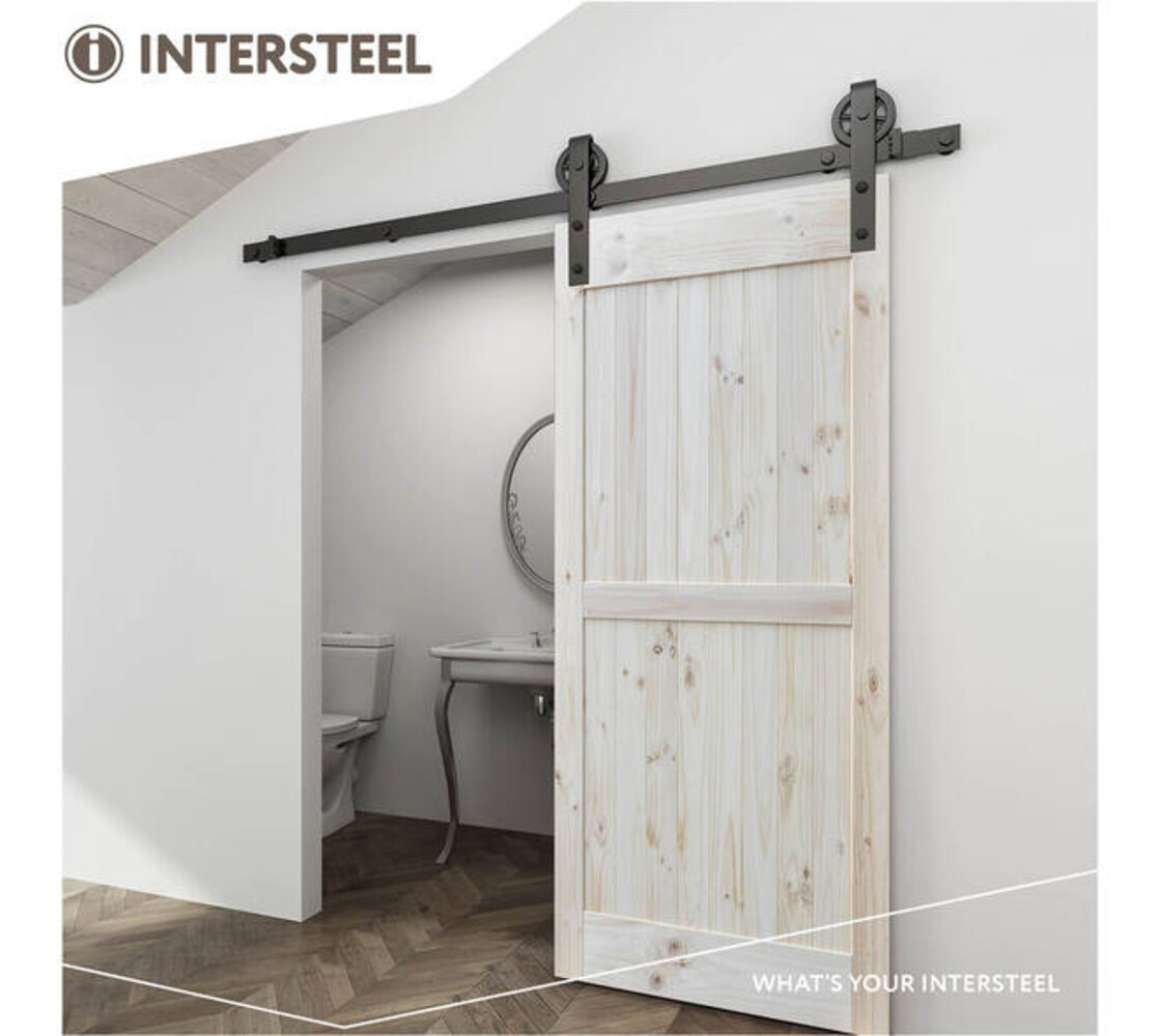 Intersteel Schuifdeursysteem 2x1 meter met hangrollen spaakwiel 340mm zwart