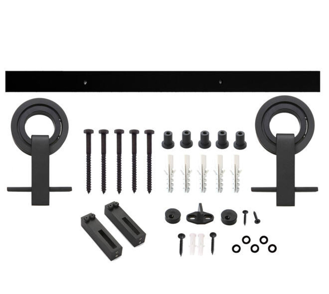 Intersteel Schuifdeursysteem 2x1 meter met hangrollen open wiel top 155mm zwart