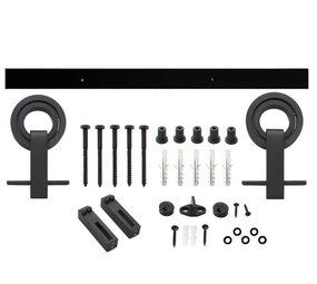 Intersteel Schuifdeursysteem 2x1 meter met hangrollen open wiel top 155mm zwart