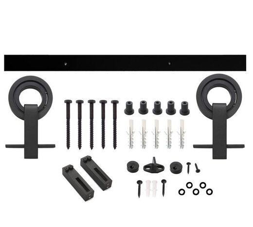 Intersteel Schuifdeursysteem 2x1 meter met hangrollen open wiel top 155mm zwart