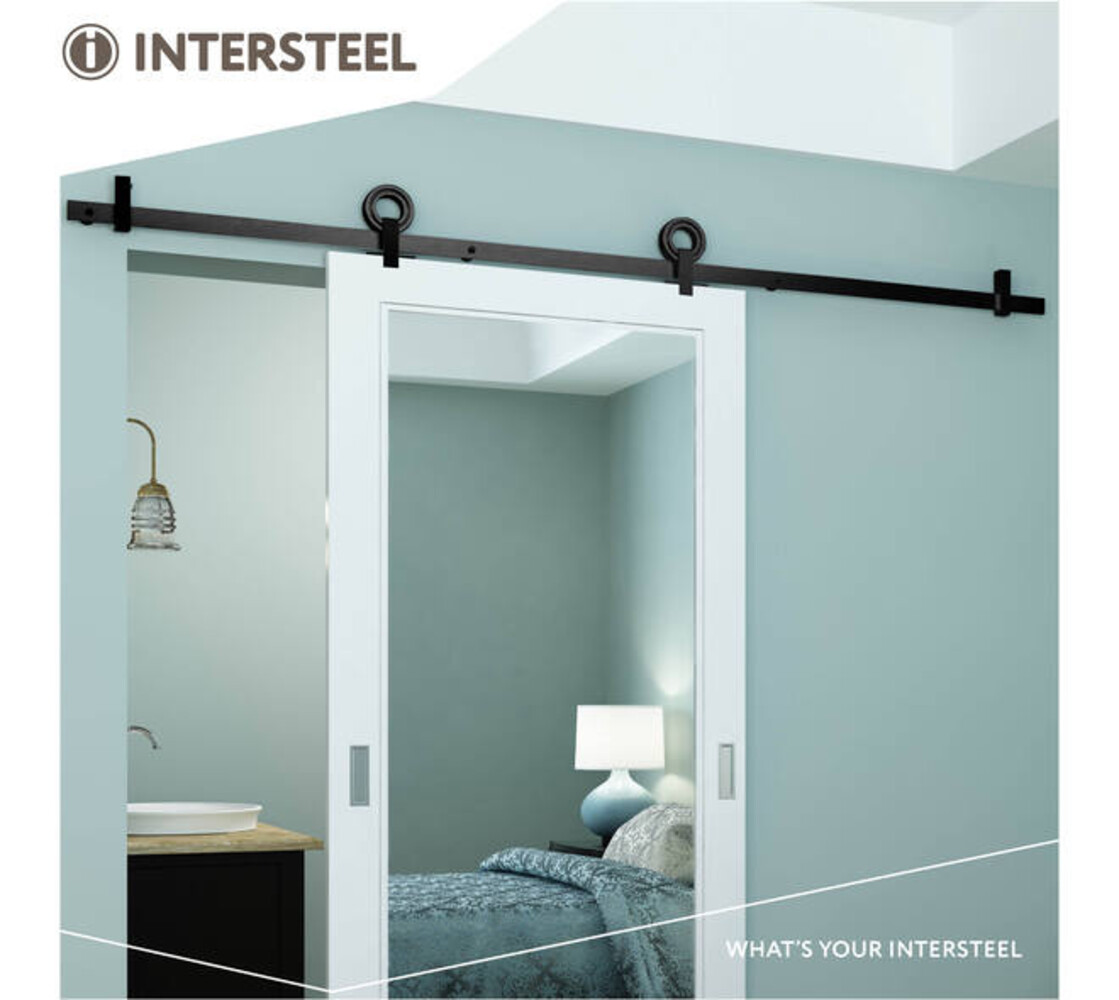 Intersteel Schuifdeursysteem 2x1 meter met hangrollen open wiel top 155mm zwart